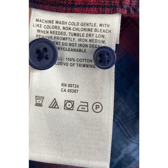 Columbia XL Button Down Shirt Mens Red Blue Plaid Long Sleeve Regular Fit Cotton - Picture 7 of 7